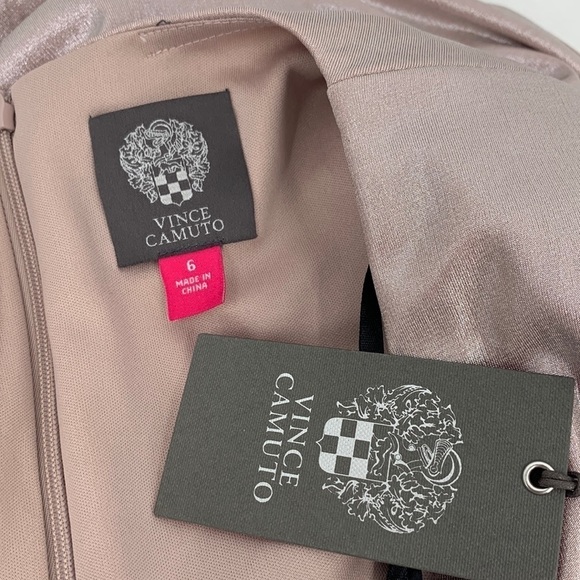 Vince Camuto metallic ruched waist rose shimmery dress pink cocktail new 6 - Picture 5 of 5